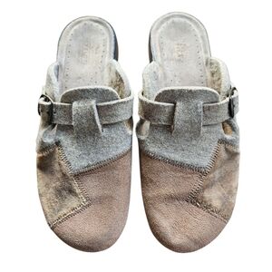 FLY FLOT Patchwork Wool Slipper Clogs sz 41 US 9 Women's Shoes